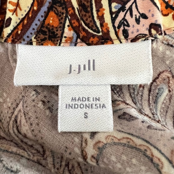 J.Jill Women's Paisley Print Midi Skirt Brown Blue Boho Chic Casual - Picture 5 of 7